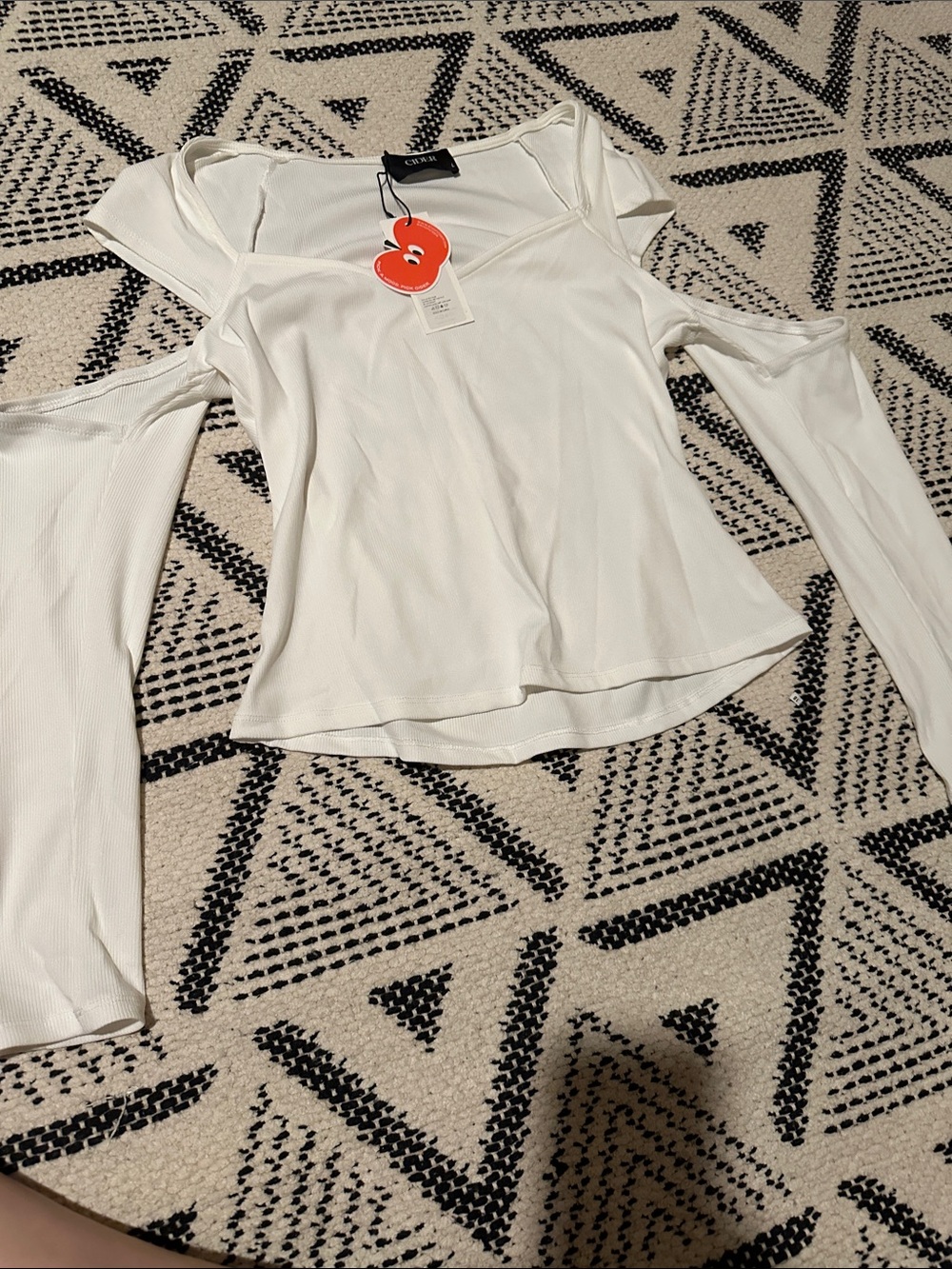 Brand new w/ tag Cider White Long-Sleeve Cold-Shoulder Square Neck Top